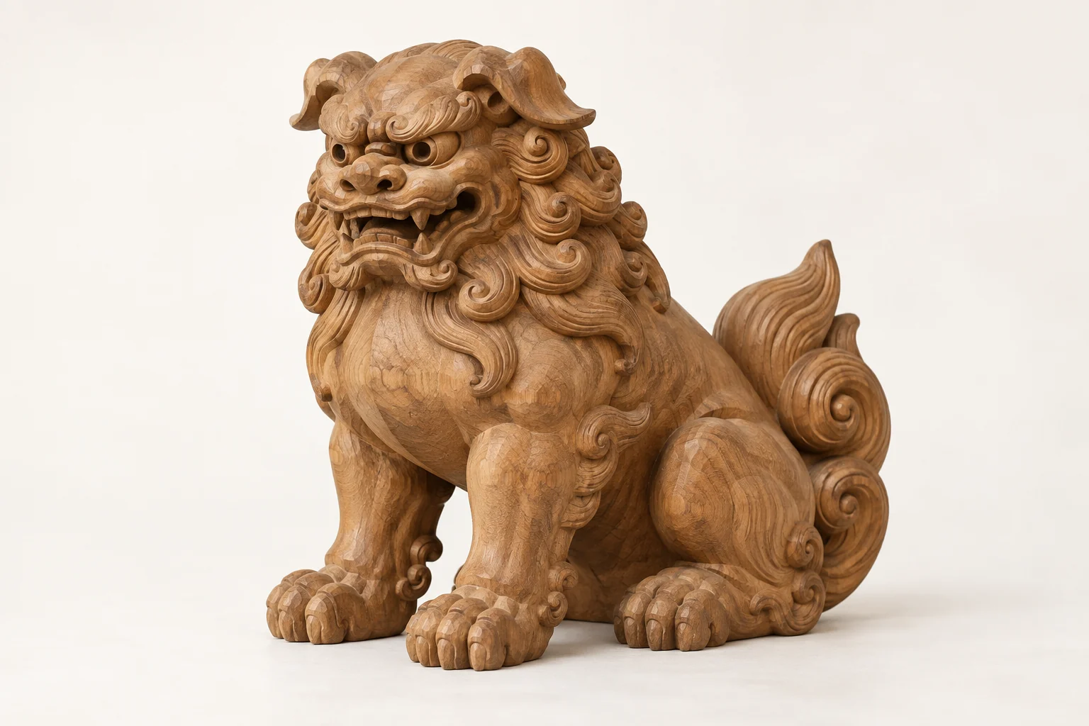 木彫の獅子の置物をイメージしたAI生成画像